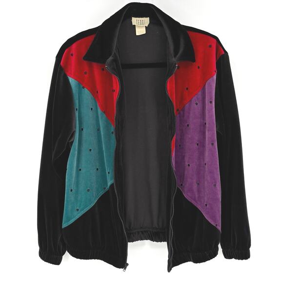 Teddi Vintage Velvet Zip-Up Jacket Size S - Picture 1 of 6
